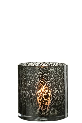 CANDELABRO CILINDRO PUNTITOS CRISTAL NEGRO MEDIUM