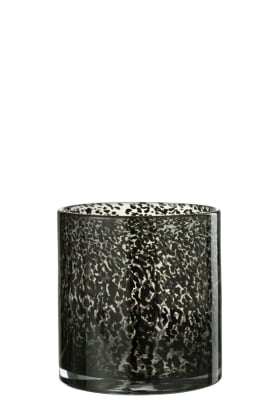 CANDELABRO CILINDRO PUNTITOS CRISTAL NEGRO MEDIUM