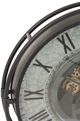 Reloj Borde Metálico Numerales Romanos Metal Gris/Negro/Oro Large