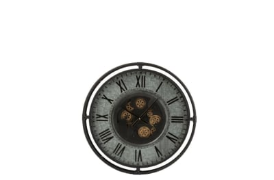 Reloj Borde Metálico Numerales Romanos Metal Gris/Negro/Oro Large