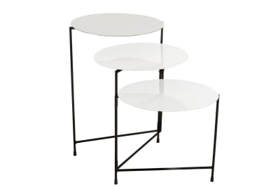 Mesa Redondo 3partes Metal Laca Blanco