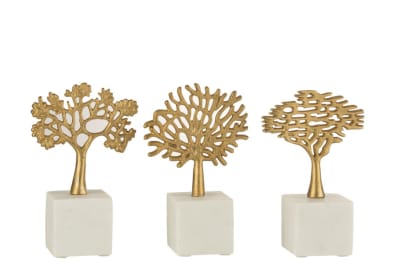 ESTATUA ÁRBOL A PIE ALUMINIO/MÁRMOL ORO/BLANCO