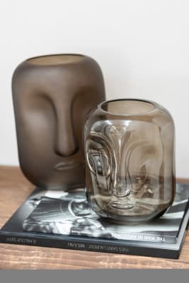 Vase Face Glass Brown Large