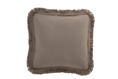 ALMOHADA CUADRADO DE FLECOS ALGODON TOPO