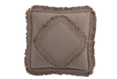 ALMOHADA CUADRADO DE FLECOS ALGODON TOPO