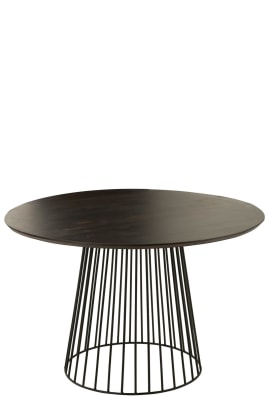 MESA REDONDA MADERA NATURAL / METAL NEGRO