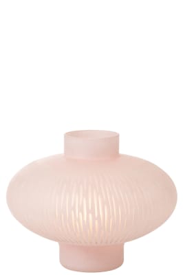 Jarrón Bajo Línea De Vidrio Rosa Claro