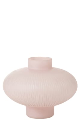 Jarrón Bajo Línea De Vidrio Rosa Claro