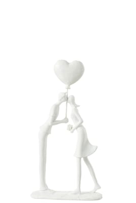 PAREJA BESANDO CORAZÓN GLOBO POLY BLANCO