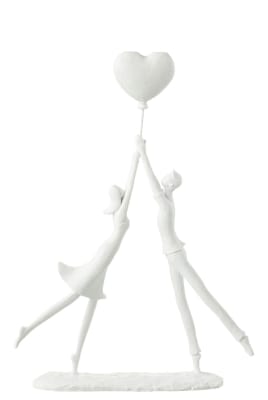PAREJA DE PIE GLOBO CORAZÓN BLANCO