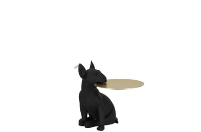CHIEN PLATEAU POLY NOIR/DORE