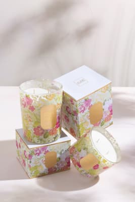 Vela Happiness Blooms Mimosa&Rose Wax White Pequeña