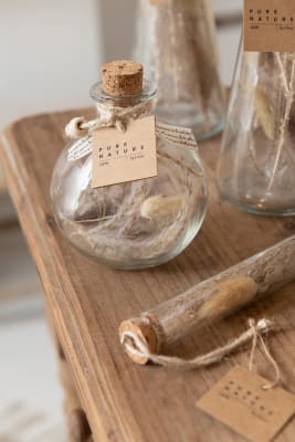 BOTTLES WITH DRIED FLOWERS GLASS NATURAL SMALL