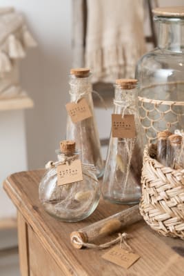 BOTTLES WITH DRIED FLOWERS GLASS NATURAL SMALL