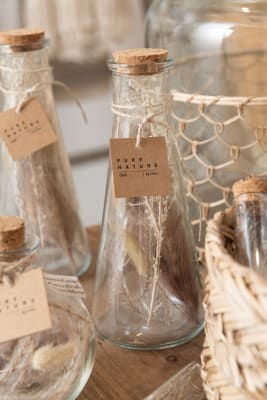 BOTTLES WITH DRIED FLOWERS GLASS NATURAL MEDIUM