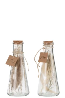 BOTTLES WITH DRIED FLOWERS GLASS NATURAL MEDIUM
