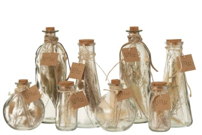 BOTTLES WITH DRIED FLOWERS GLASS NATURAL LARGE