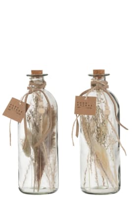 BOTTLES WITH DRIED FLOWERS GLASS NATURAL LARGE