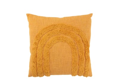 Cojín Motivos Forma U Algodón Ocre Cuadrado
