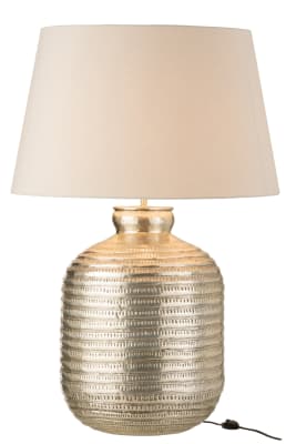 LÁMPARA + PANTALLA REDONDA ALUMINIO GRIS