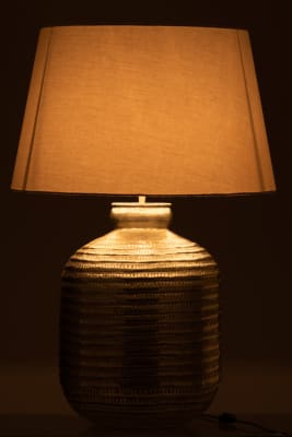 LÁMPARA + PANTALLA REDONDA ALUMINIO GRIS