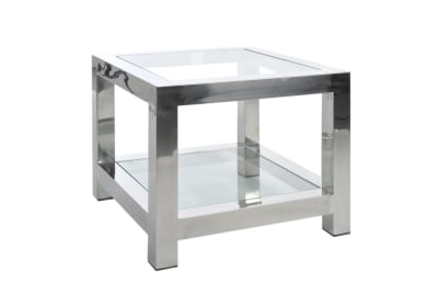 Mesa Auxiliar Acero Inoxidable/Cristal Plata
