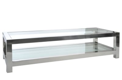 Mesa Salón Acero Inoxidable/Cristal Plata