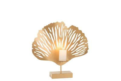 Candelero Hoja Metal Oro