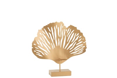 Candelero Hoja Metal Oro