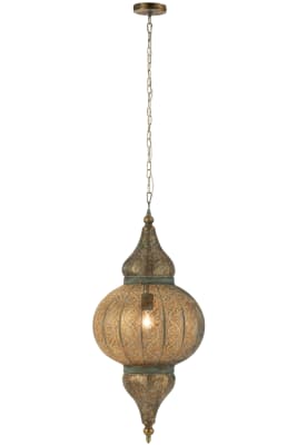 LAMPARA SUSPENDIDA ORIENTAL METAL ORO ANTIGUO LARGE