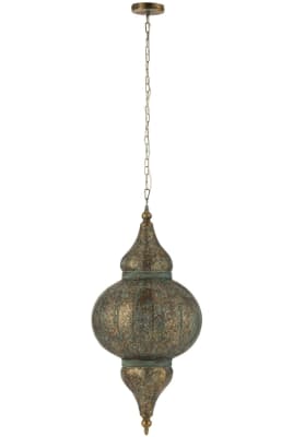 LAMPARA SUSPENDIDA ORIENTAL METAL ORO ANTIGUO LARGE