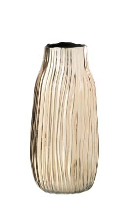 Jarrón Ranuras Vidrio Oro Medium
