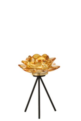 candelero de pie flor vidrio s