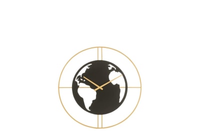 RELOJ MAPAMUNDI AGUJEROS METAL NEGRO/ORO SMALL