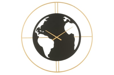 RELOJ MAPAMUNDI AGUJEROS METAL NEGRO/ORO LARGE