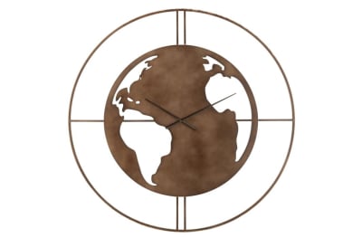 RELOJ MAPAMUNDI AGUJEROS METAL MARRON OSCURO LARGE
