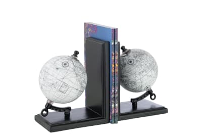 Sujeta libros Globo Madera Gris/Negro