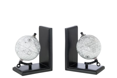 Sujeta libros Globo Madera Gris/Negro