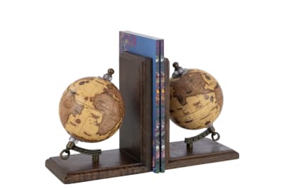 Sujeta libros Globo Madera Naranja/Marrón