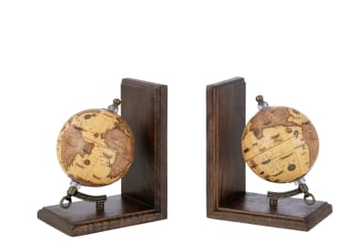Sujeta libros Globo Madera Naranja/Marrón