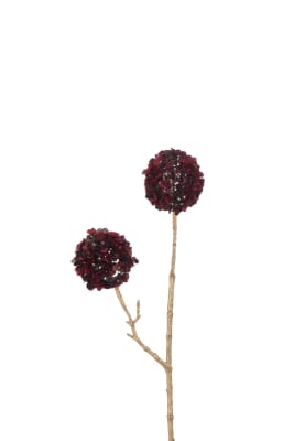Ramo 2 Flores Pompones Plástico Rojo/Oro Small