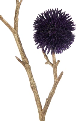Rama Echinops 3 Flores Plástico Morado/Oro