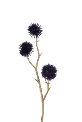 Rama Echinops 3 Flores Plástico Morado/Oro