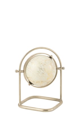 Globo Sobre Pie Metal/Papel Blanco/Plata/Oro Small