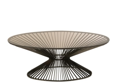 MESA AUXILIAR OVALE BAR METAL/VIDRIO GRIS/MARRON