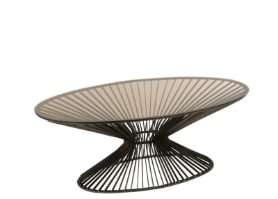 MESA AUXILIAR OVALE BAR METAL/VIDRIO GRIS/MARRON