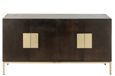 BUFFET 2 PUERTAS MADERA MANGO/HIERRO MARRON/ORO
