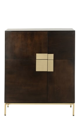 ARMARIO 2 PUERTAS MADERA MANGO/HIERRO MARRON/ORO