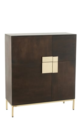 ARMARIO 2 PUERTAS MADERA MANGO/HIERRO MARRON/ORO