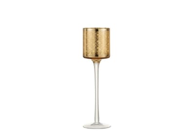 PORTAVELAS DE PIE ORIENTAL VIDRIO ORO SMALL